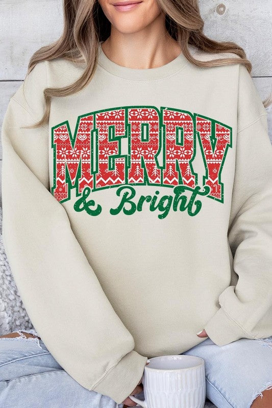 Merry &amp; Bright Graphic Fleece Sweatshirts