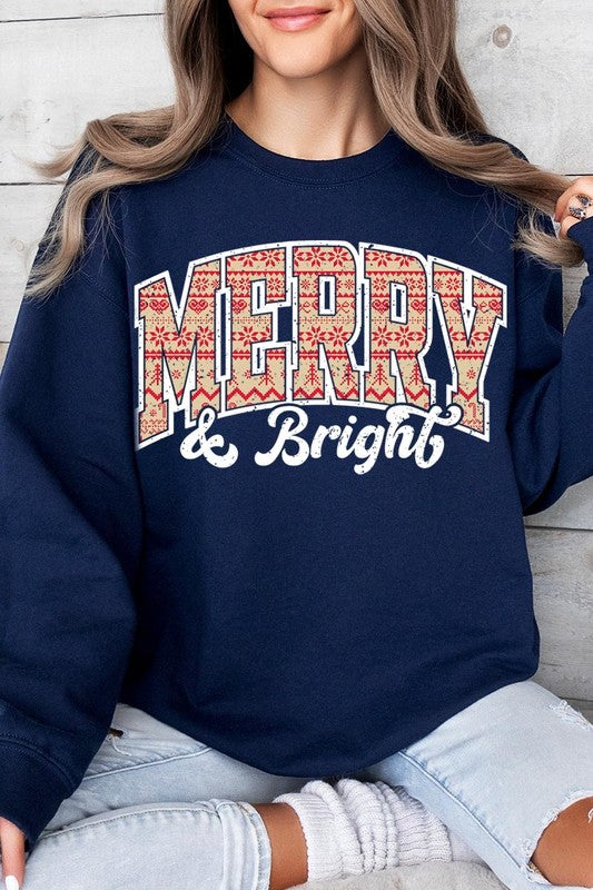 Merry &amp; Bright Graphic Fleece Sweatshirts