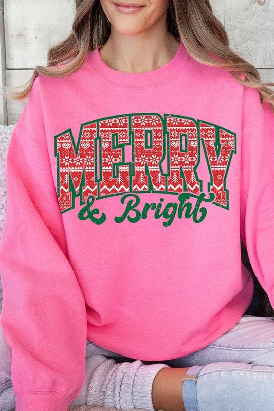 Merry &amp; Bright Graphic Fleece Sweatshirts