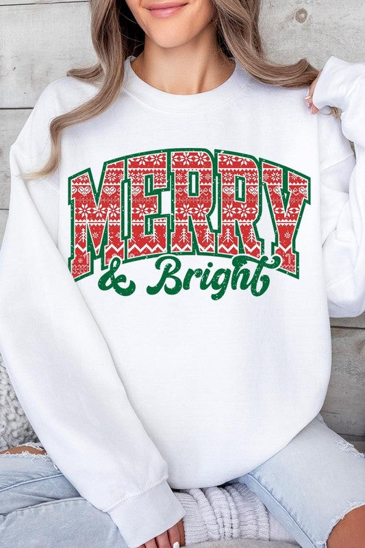 Merry &amp; Bright Graphic Fleece Sweatshirts