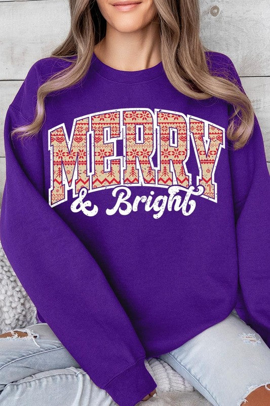 Merry &amp; Bright Graphic Fleece Sweatshirts