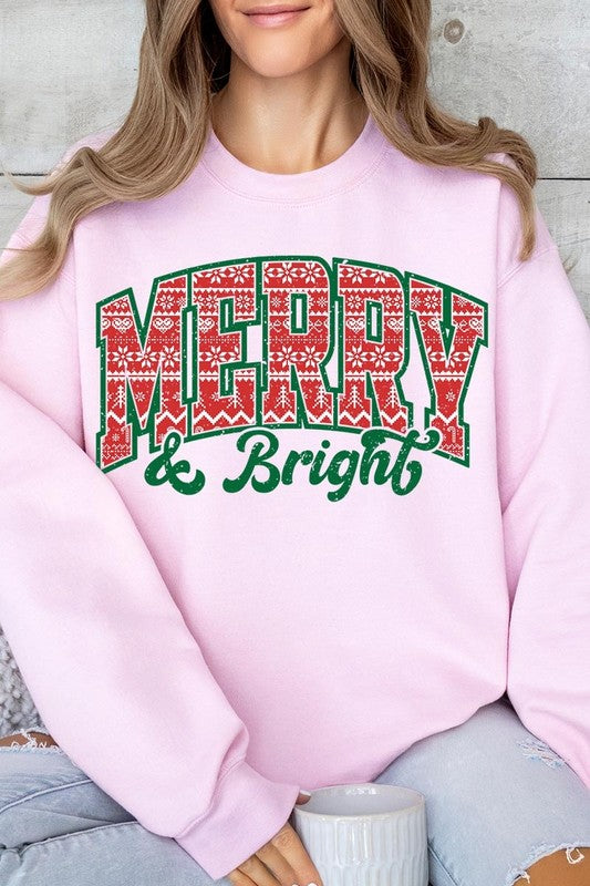 Merry &amp; Bright Graphic Fleece Sweatshirts