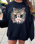 Reindeer Christmas Graphic Fleece Sweatshirts