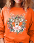 Reindeer Christmas Graphic Fleece Sweatshirts