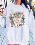 Reindeer Christmas Graphic Fleece Sweatshirts