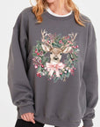 Reindeer Christmas Graphic Fleece Sweatshirts