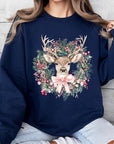 Reindeer Christmas Graphic Fleece Sweatshirts