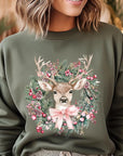 Reindeer Christmas Graphic Fleece Sweatshirts