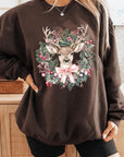 Reindeer Christmas Graphic Fleece Sweatshirts