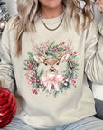 Reindeer Christmas Graphic Fleece Sweatshirts