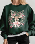 Reindeer Christmas Graphic Fleece Sweatshirts