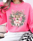 Reindeer Christmas Graphic Fleece Sweatshirts