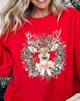 Reindeer Christmas Graphic Fleece Sweatshirts