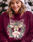 Reindeer Christmas Graphic Fleece Sweatshirts