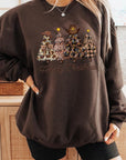 Howdy Christmas Tree Graphic Fleece Sweatshirts