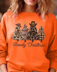 Howdy Christmas Tree Graphic Fleece Sweatshirts