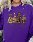 Howdy Christmas Tree Graphic Fleece Sweatshirts