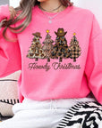 Howdy Christmas Tree Graphic Fleece Sweatshirts