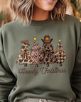 Howdy Christmas Tree Graphic Fleece Sweatshirts