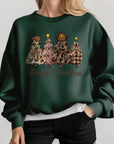 Howdy Christmas Tree Graphic Fleece Sweatshirts