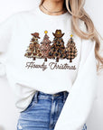 Howdy Christmas Tree Graphic Fleece Sweatshirts