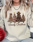 Howdy Christmas Tree Graphic Fleece Sweatshirts