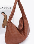 Weaved Faux Leather Soft Shoulder Bag