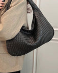 Weaved Faux Leather Soft Shoulder Bag