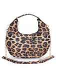 Leopard Print Top Handle Circle Swing Bag