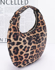 Leopard Print Top Handle Circle Swing Bag