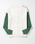 Women Colorblock Patched Pocket Shoulder Sweater