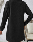 Women Solid Color Textured Long Sleeve Shift Dress