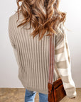 Women Knit Colorblock Crew Neck Drop Sweater