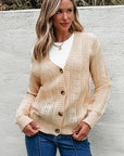 Women  Open Knit Drop Shoulder Sweater Cardigan