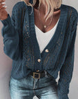 Women  Open Knit Drop Shoulder Sweater Cardigan