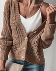 Women  Open Knit Drop Shoulder Sweater Cardigan