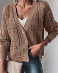 Women  Open Knit Drop Shoulder Sweater Cardigan