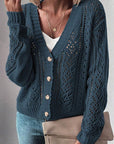 Women  Open Knit Drop Shoulder Sweater Cardigan