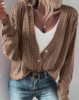 Women  Open Knit Drop Shoulder Sweater Cardigan