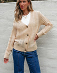 Women  Open Knit Drop Shoulder Sweater Cardigan