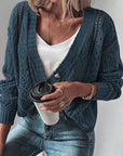 Women  Open Knit Drop Shoulder Sweater Cardigan