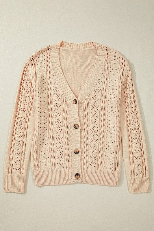 Women  Open Knit Drop Shoulder Sweater Cardigan