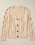 Women  Open Knit Drop Shoulder Sweater Cardigan