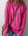 Women Crisscross Stitching Pocketed Sweatshirt