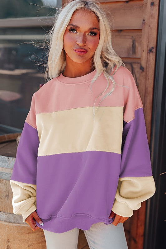 Women Colorblock Patchwork Drop Sweatshirt