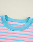 Stripe Contrast Trim High Low Pullover Sweatshirt