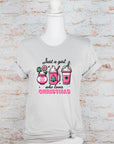 Pink Just a Girl Who Loves Christmas Graphic Tee