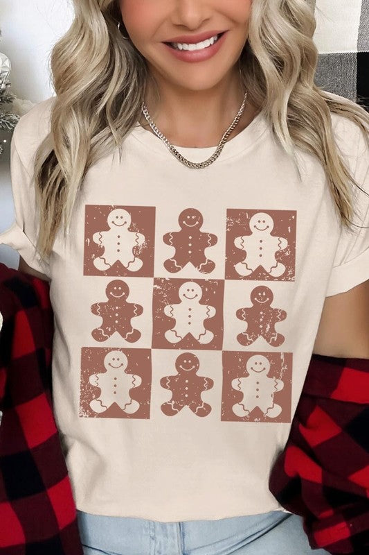 Checkered Gingerbread Man Graphic Tee