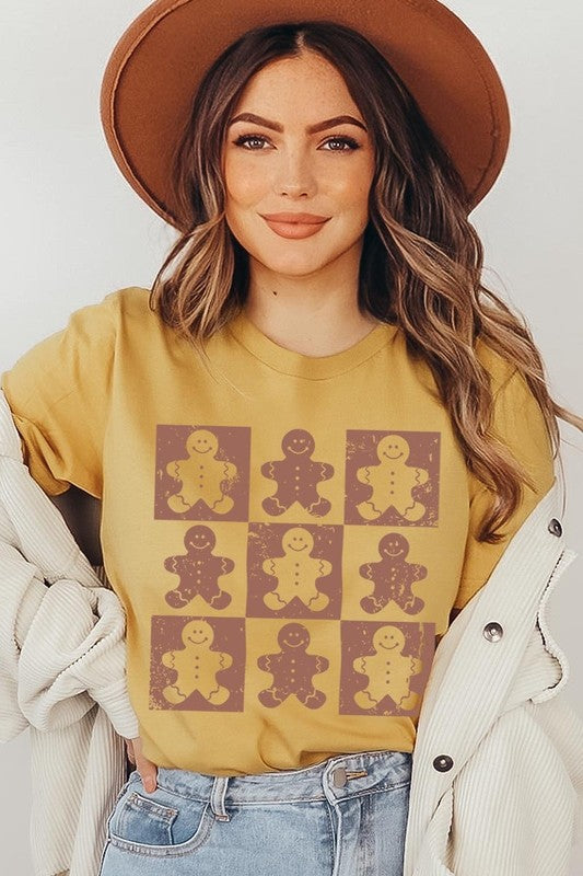 Checkered Gingerbread Man Graphic Tee