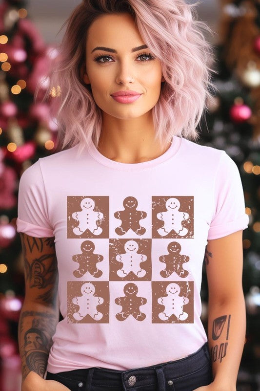 Checkered Gingerbread Man Graphic Tee